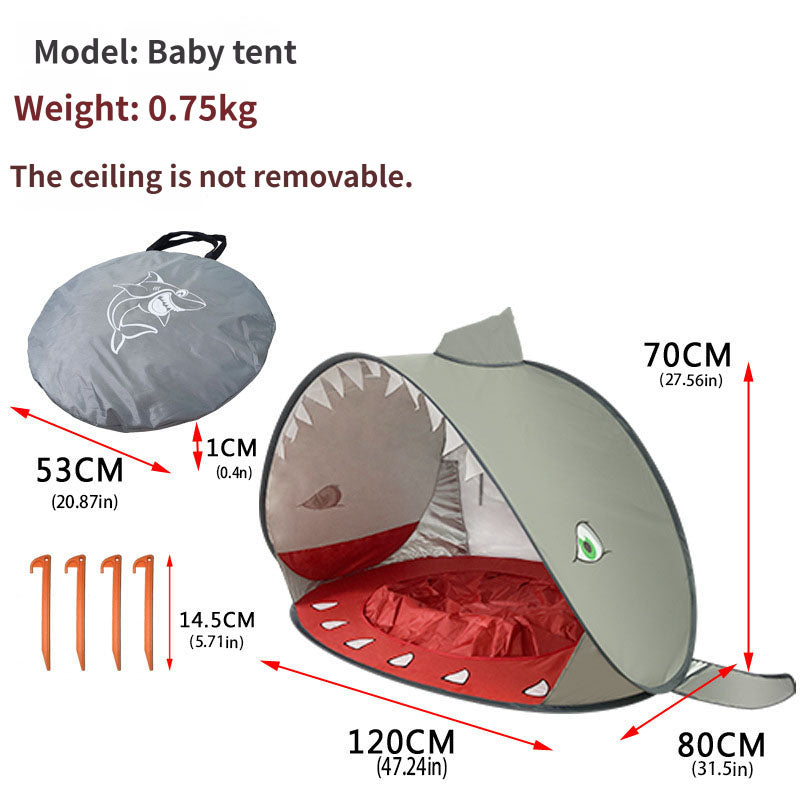 Carpa pop-up para playa de niños con alberca y refugio solar UV