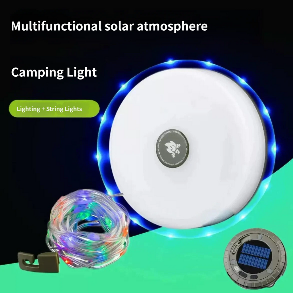 Lanterna da campeggio 2-in-1 solare con luci a corda RGB da 10M