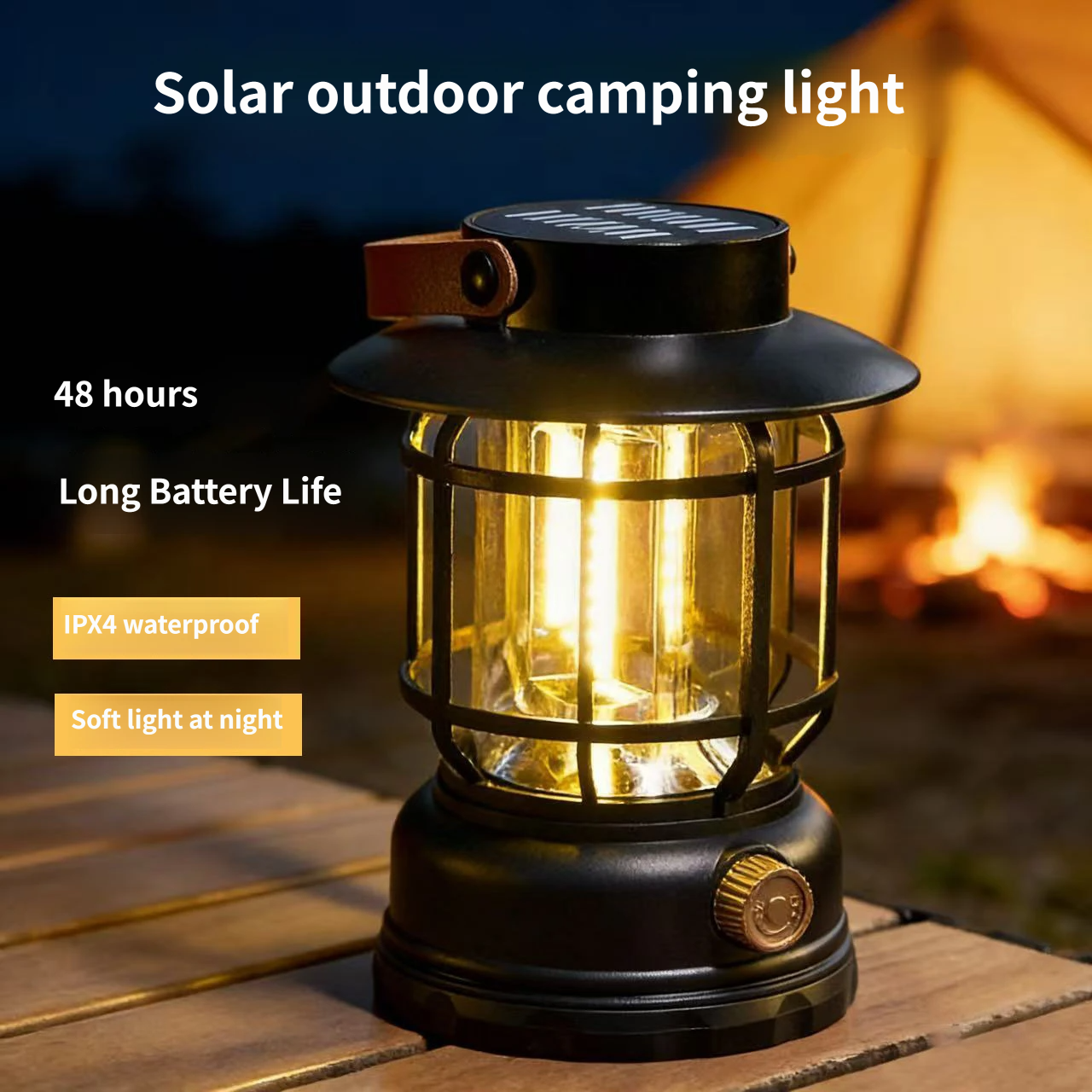 Portable Solar Rechargeable Camping Lantern