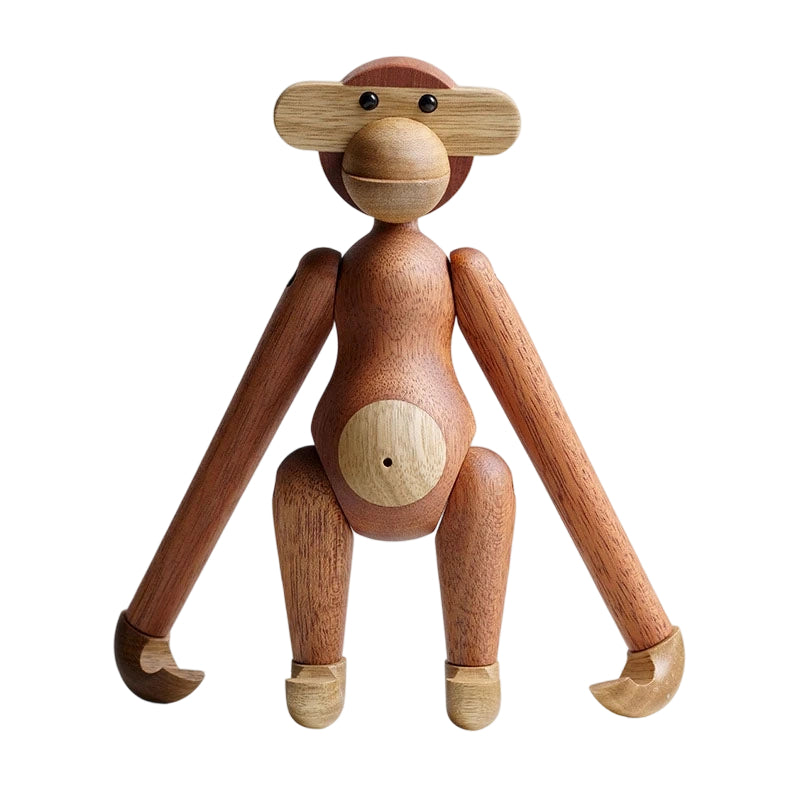 Figurina decorativa di scimmia articolata in legno