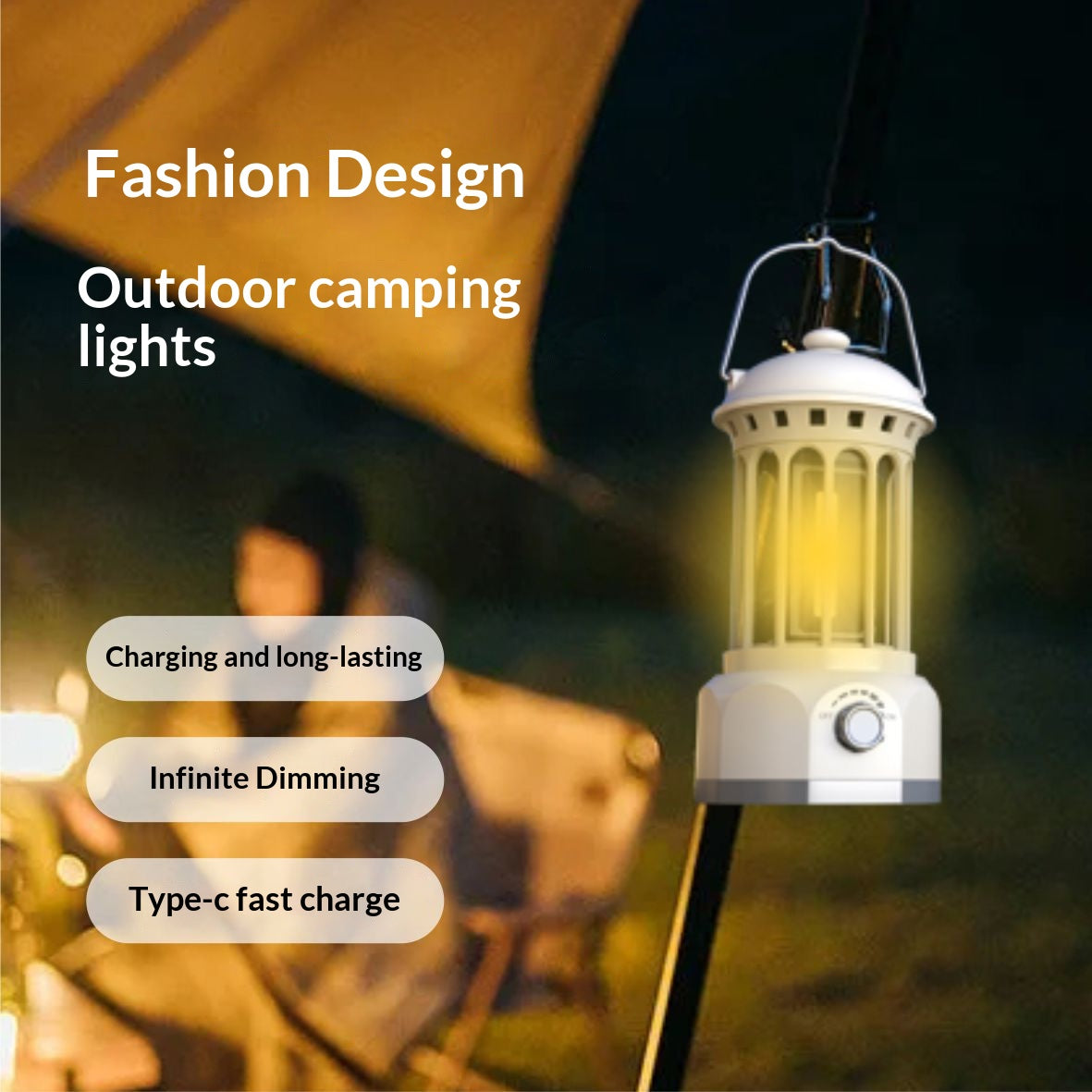 Retro Rechargeable COB Camping Lantern Light