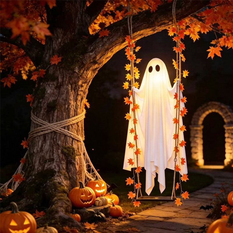 Lighted Swing Ghost Halloween Hanging Decor