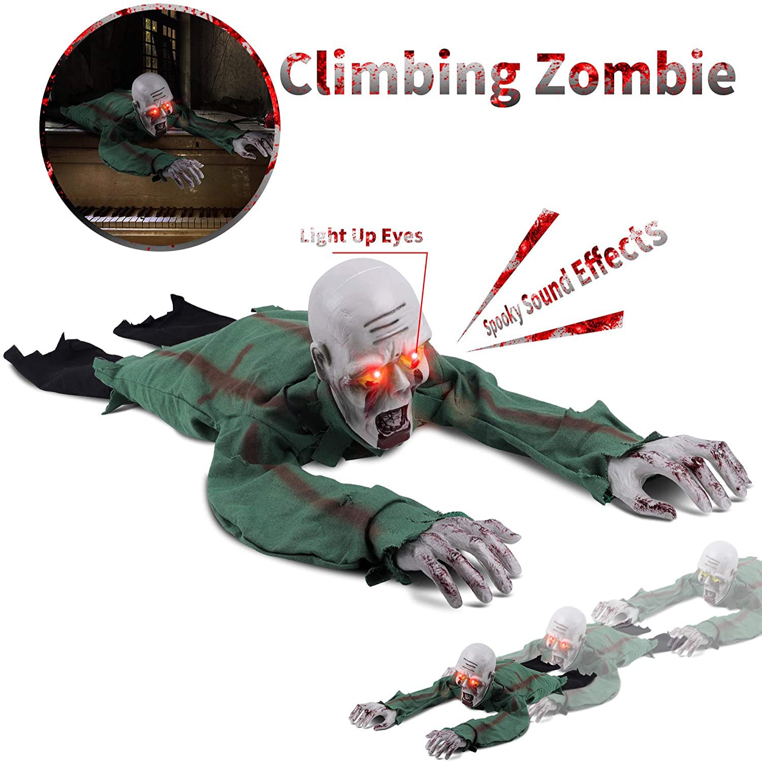 Halloween Animated Climbing Zombie Prop
