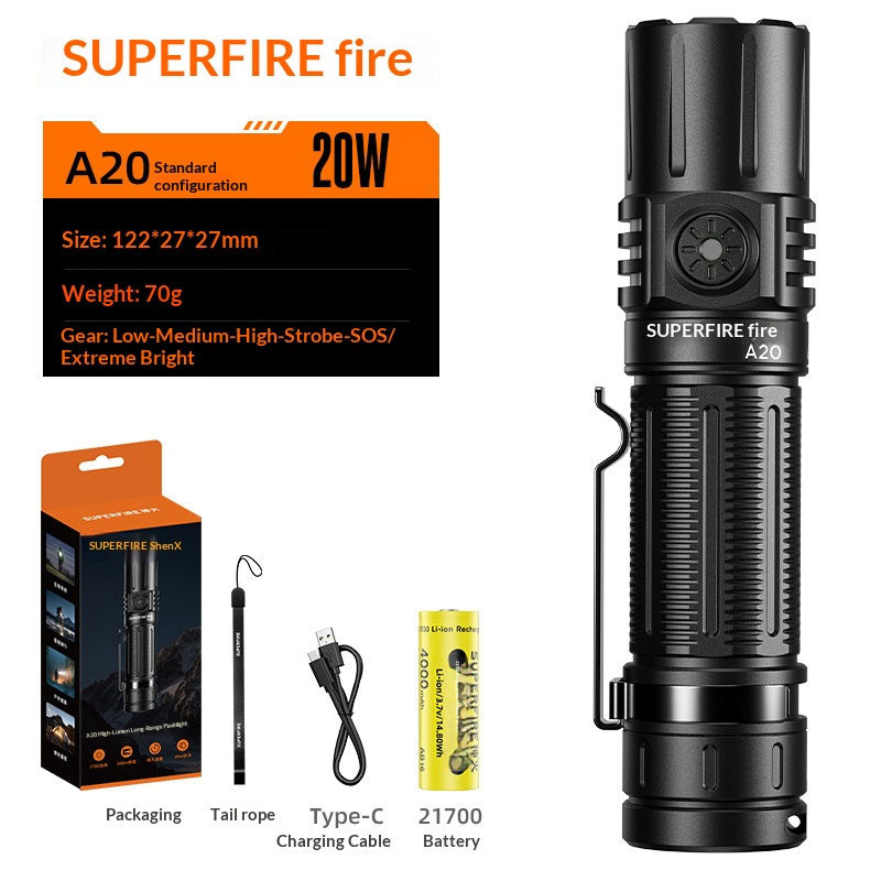 SUPERFIRE A Series Waterproof Rechargeable Tactical Flashlight