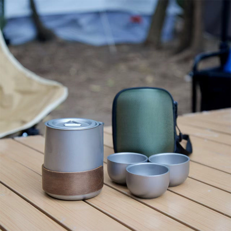 Set di tè portatile in titanio per campeggio e viaggi