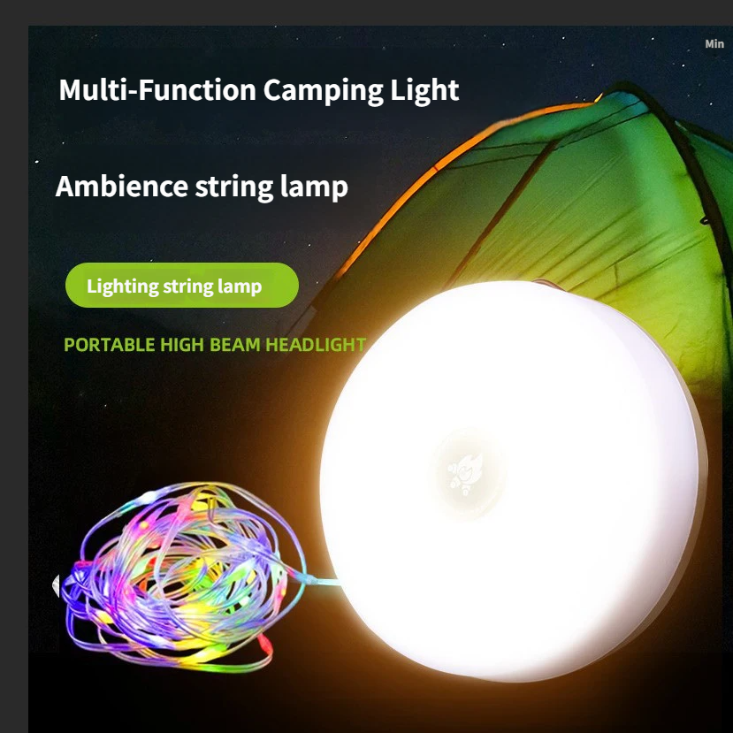 Lanterna da campeggio 2-in-1 solare con luci a corda RGB da 10M
