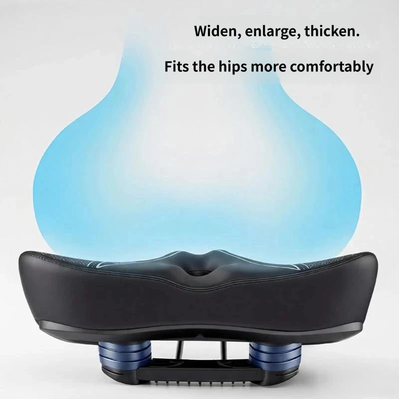 Wide Thick Bicycle Saddle With Dual Shock Absorption