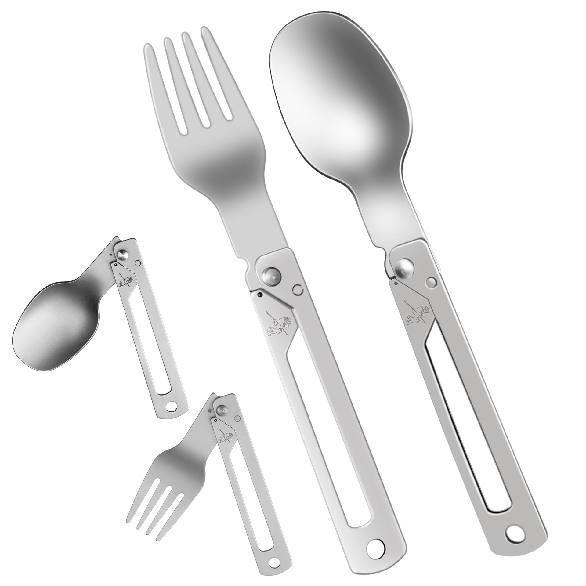 Set di 2 pezzi di posate pieghevoli (Forchetta e Cucchiaio)