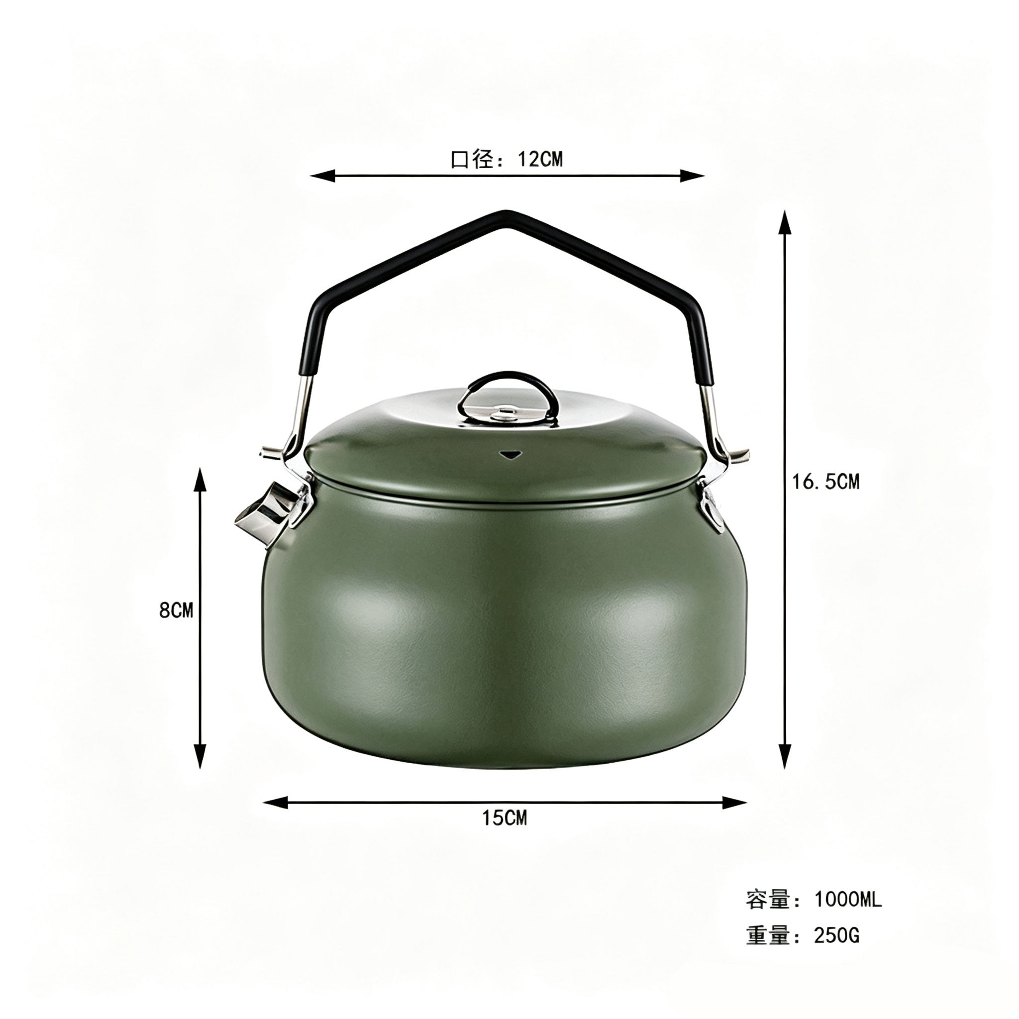 304 Stainless Steel 1L Open Fire Camping Kettle