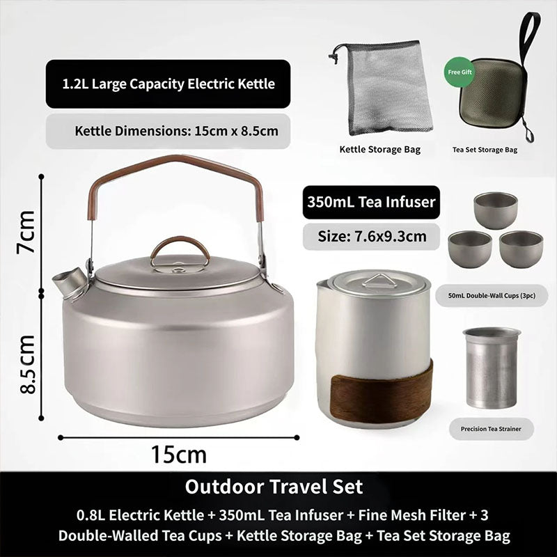Service à thé en titane portable pour le camping et les voyages