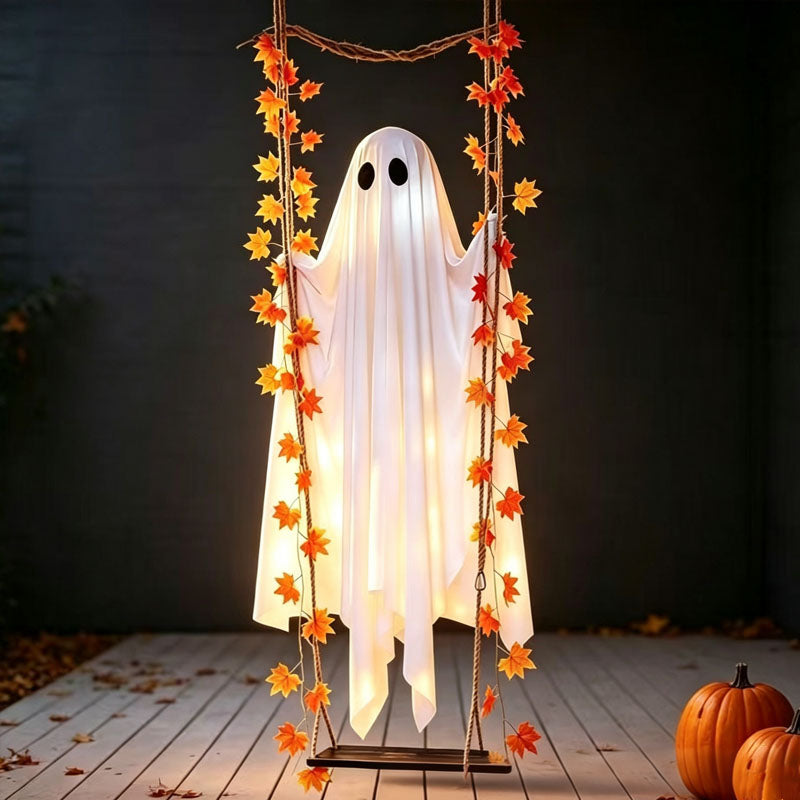 Lighted Swing Ghost Halloween Hanging Decor