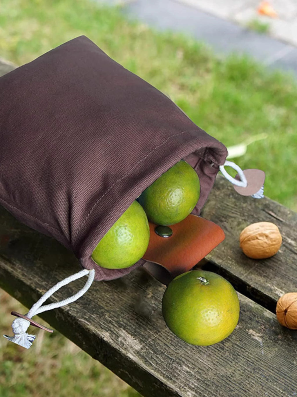 Canvas Storage Bag with Leather Snap