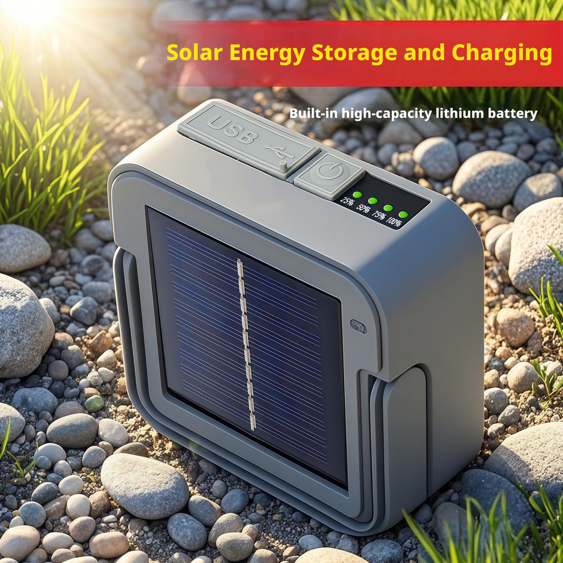Portable Solar Camping Light with USB Charging