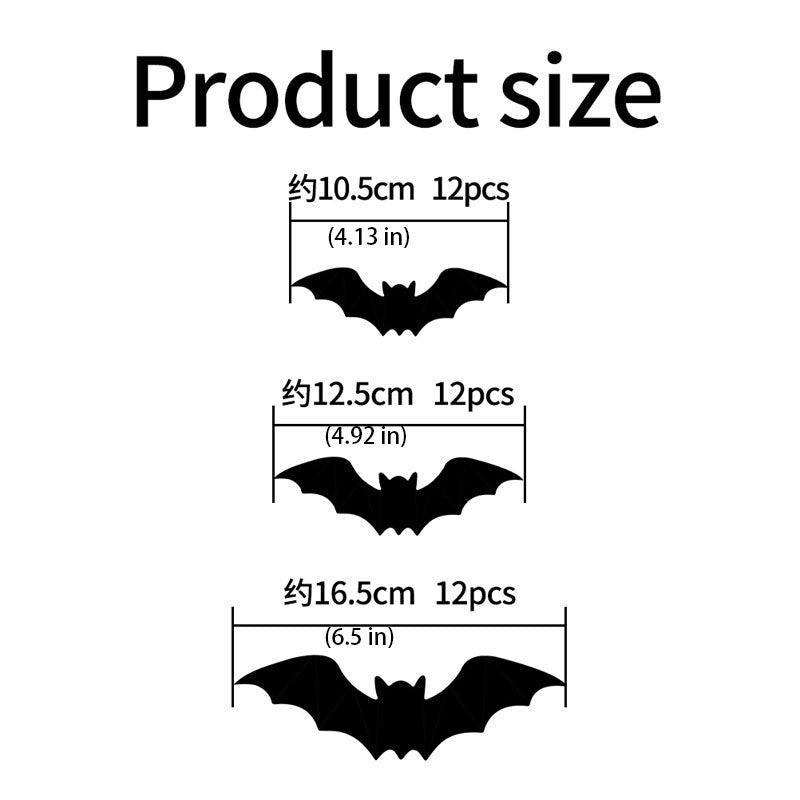 Autocollants muraux lumineux LED à chauves-souris 3D pour Halloween