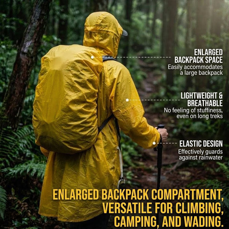 210T Backpack Rain Poncho For Hiking Camping