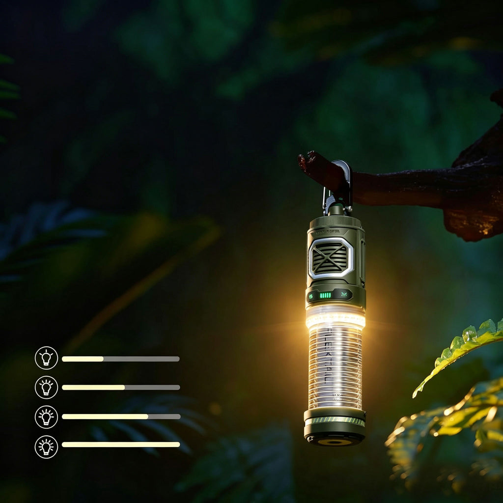 A mini camping mosquito-repellent lamp that can double as a power bank