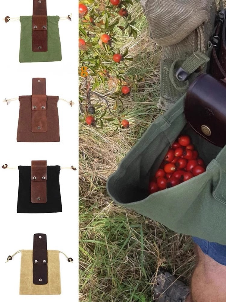 Canvas Storage Bag with Leather Snap