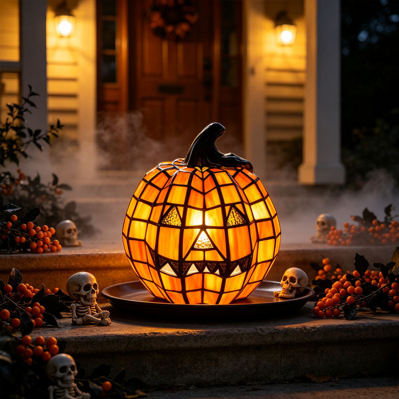 Hand-painted pumpkin decorative light for Halloween