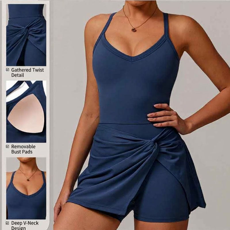 Women's eco-friendly recycled fabric sports skirt with built-in shorts