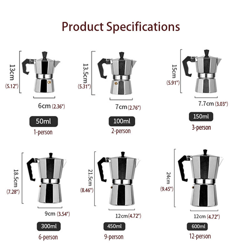 Caffettiera Moka in Alluminio per Espresso a Fornello