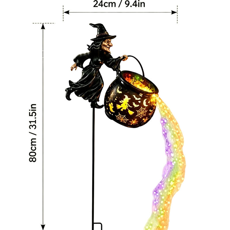 Halloween Witch Cauldron Garden Stake Light