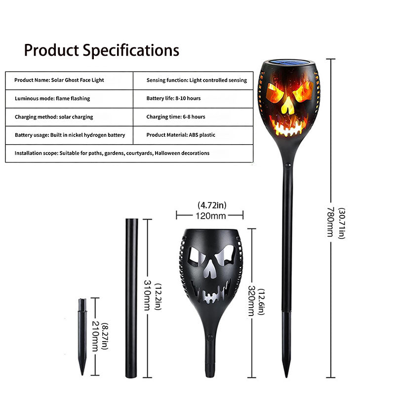 Solar Skull Flame Pathway Light