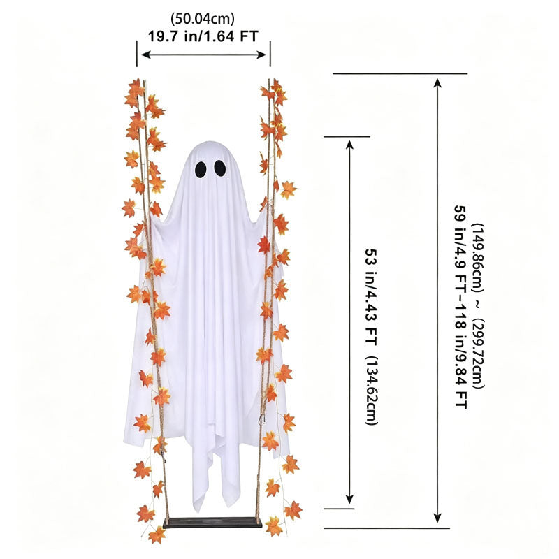 Lighted Swing Ghost Halloween Hanging Decor