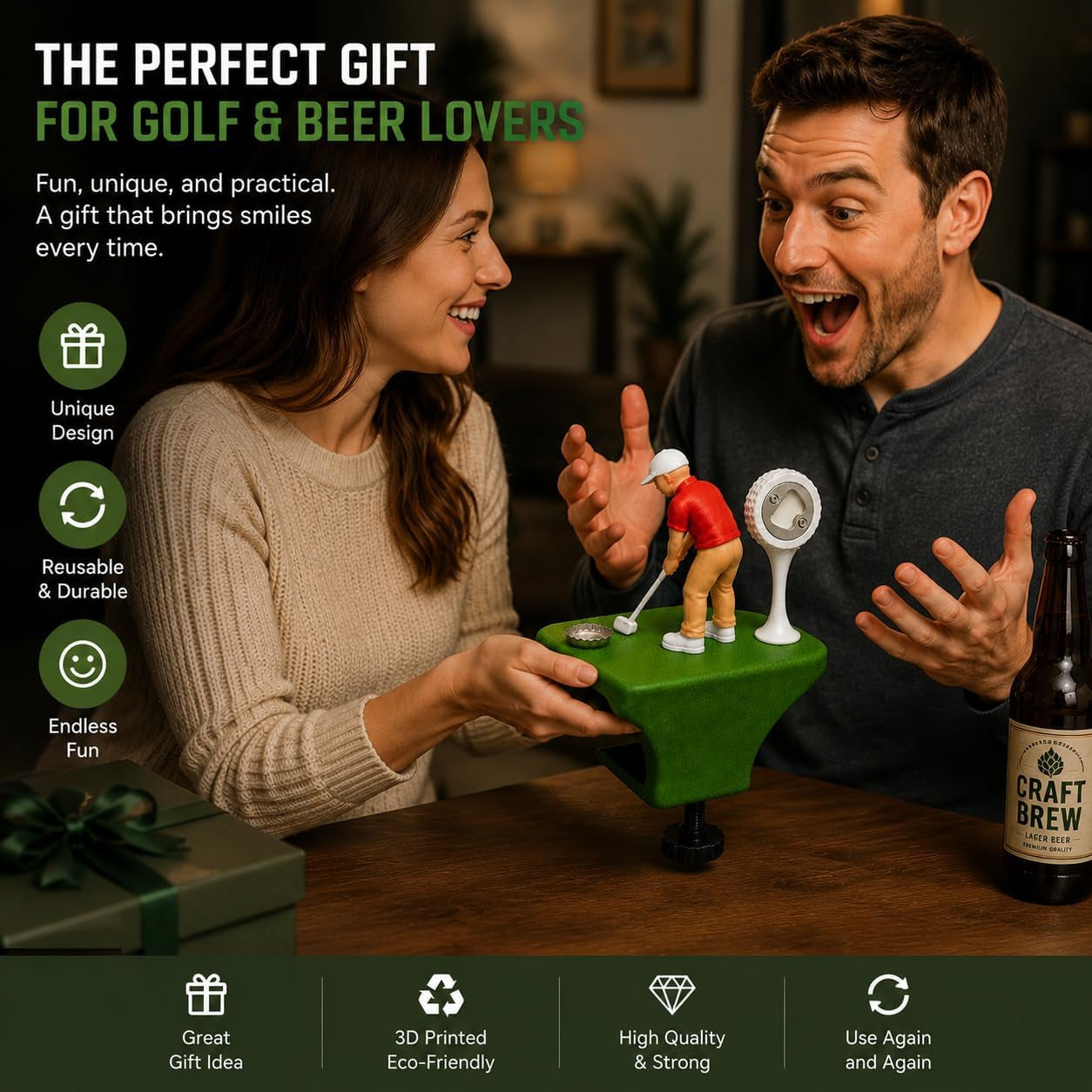 Abridor de Garrafas Mini-Bar Golfer para Bordas de Mesa