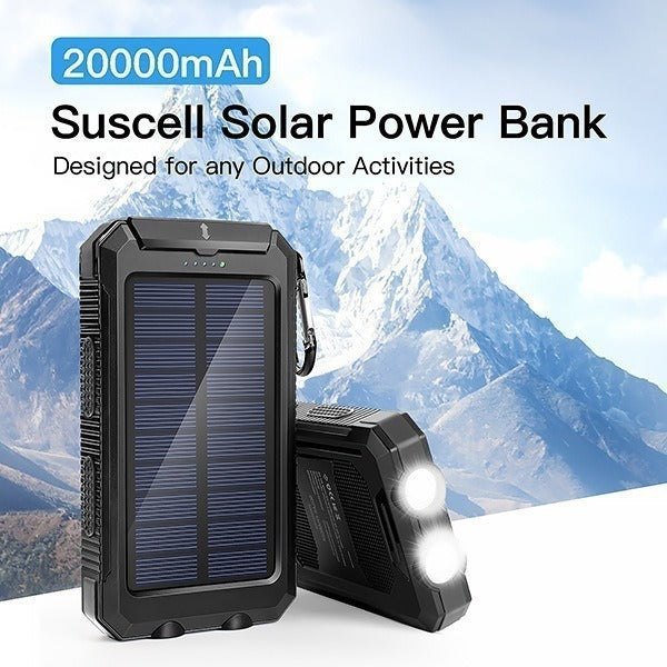 Power Bank Solare 20000mAh Impermeabile con Bussola