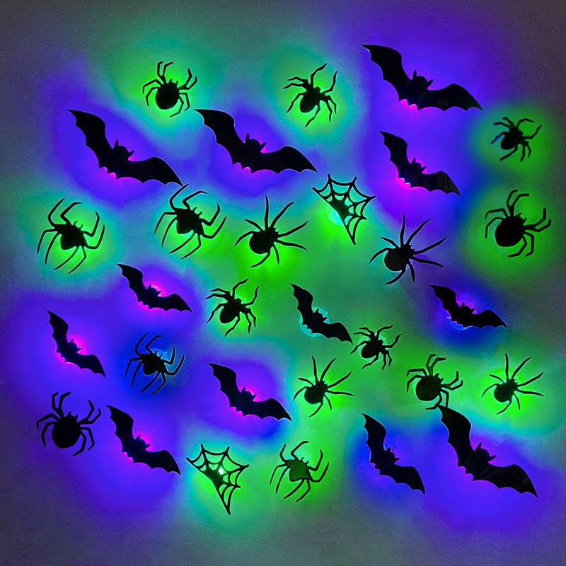 Adesivi murali a LED luminosi con pipistrelli 3D per Halloween