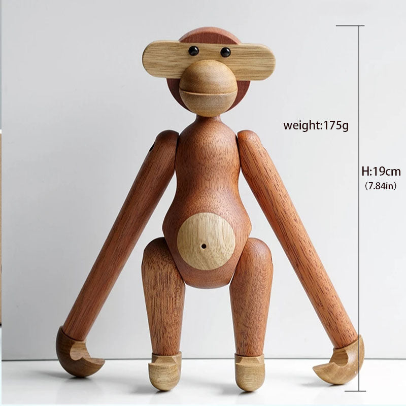 Figurina decorativa di scimmia articolata in legno