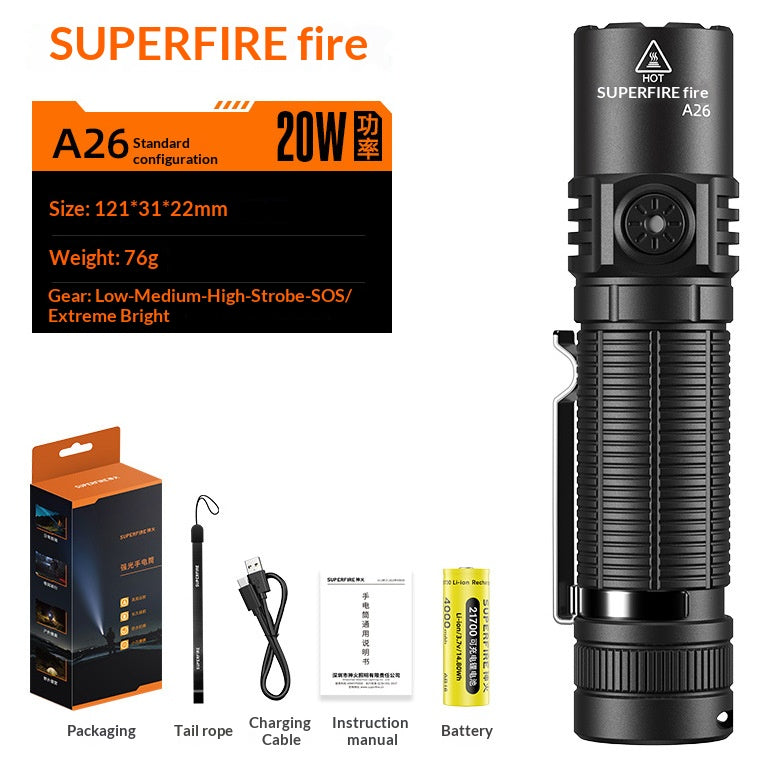 SUPERFIRE A Series Waterproof Rechargeable Tactical Flashlight
