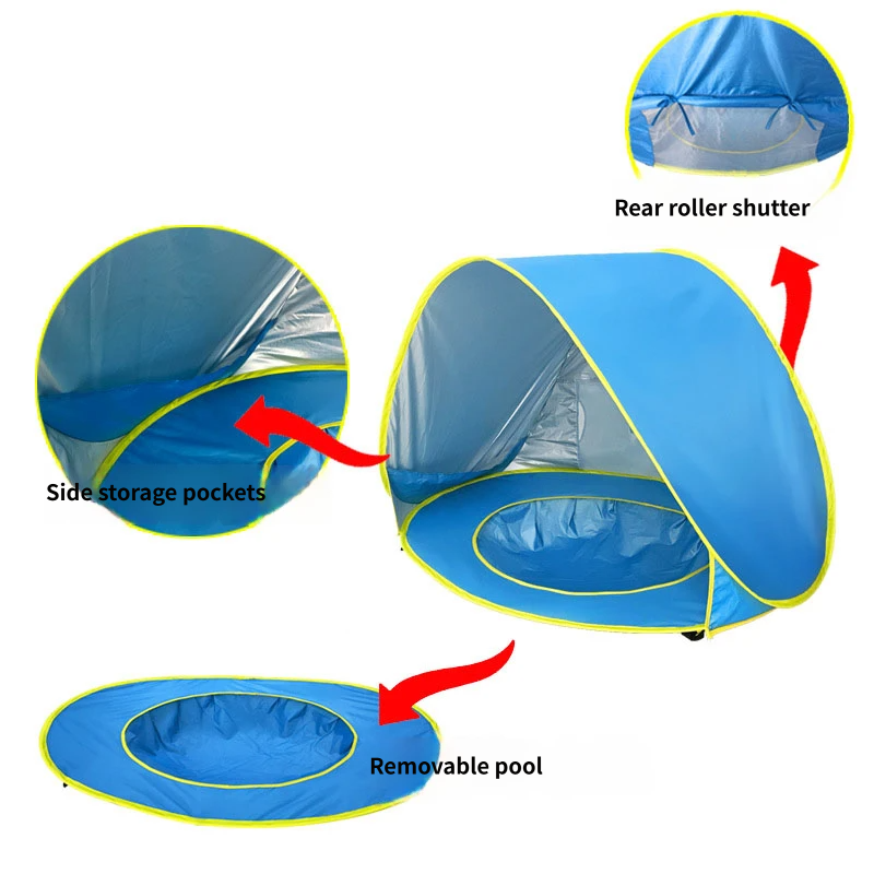 Tenda Pop Up per Bambini da Spiaggia con Piscina e Riparo Solare UV