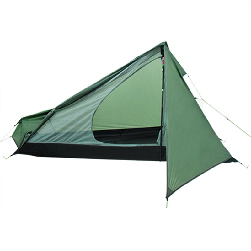 Tenda da backpacking ultraleggera per 1 persona, supportata da bastoni da trekking