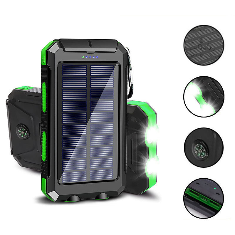 Solar 20000mAh Waterproof Compass Power Bank