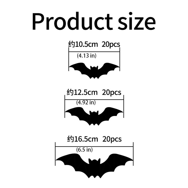 Autocollants muraux lumineux LED à chauves-souris 3D pour Halloween