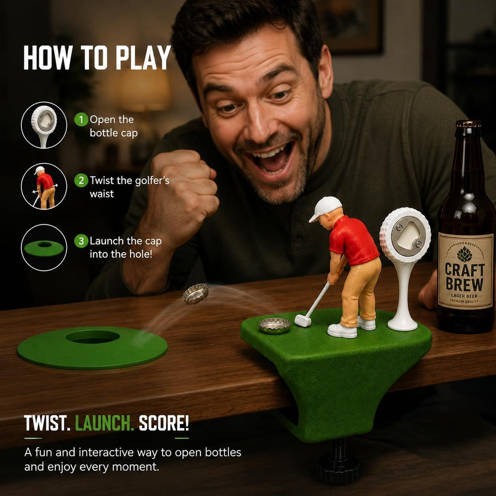 Abridor de Garrafas Mini-Bar Golfer para Bordas de Mesa