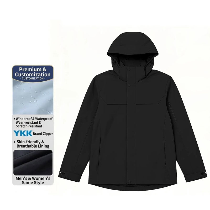 Unisex 3-in-1 Outdoor Windproof and Waterproof Shell Jacket