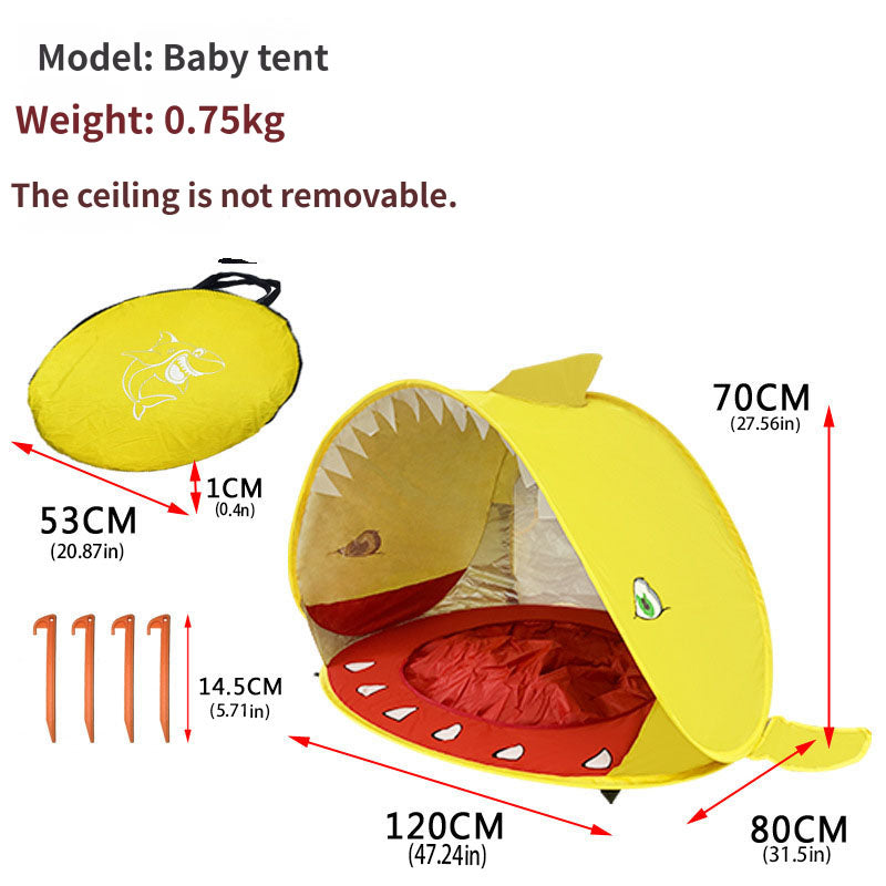 Carpa pop-up para playa de niños con alberca y refugio solar UV