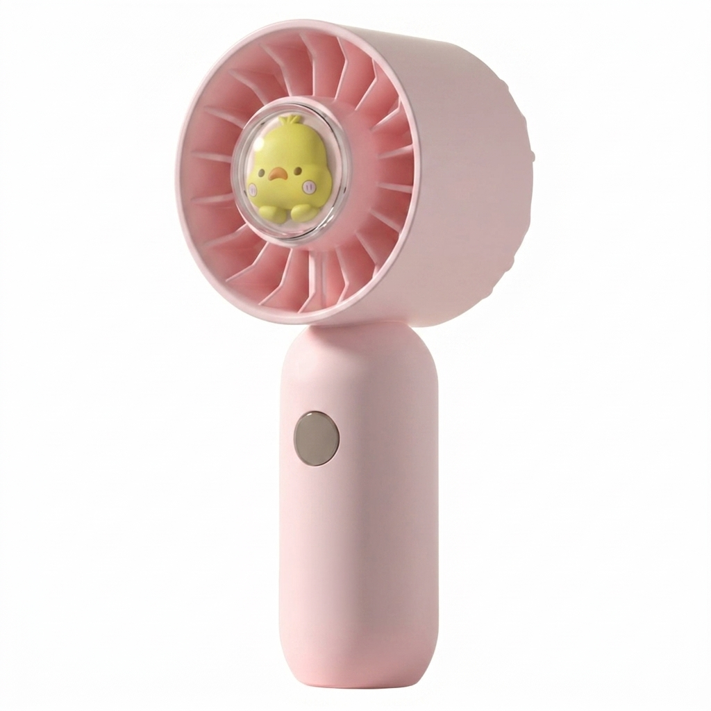 Mini Handheld Fan with Cartoon Chick Hub