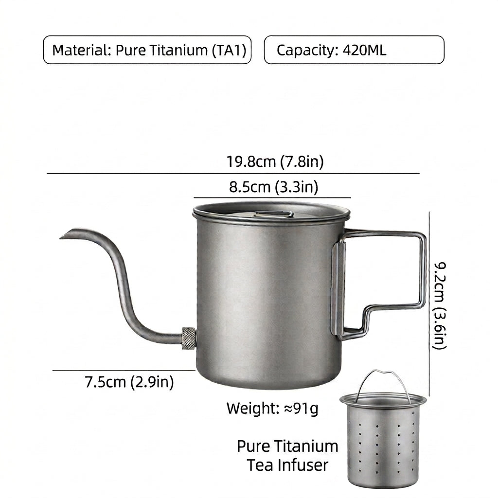 Set de Café y Té de Titanio Puro para Zonas Recónditas