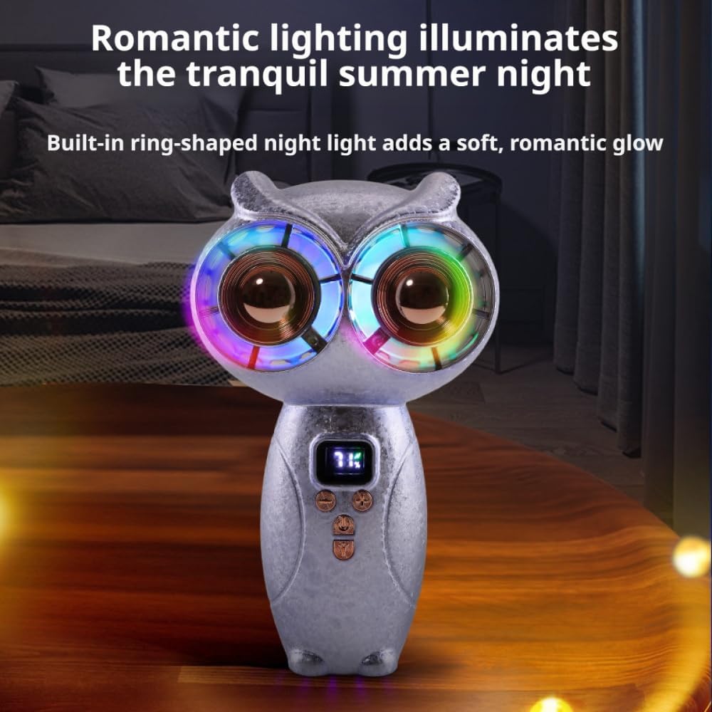 Owl-Shaped Dual-Turbine Handheld Fan