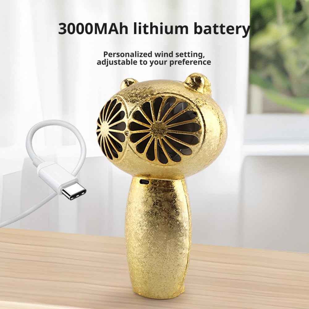 Owl-Shaped Dual-Turbine Handheld Fan