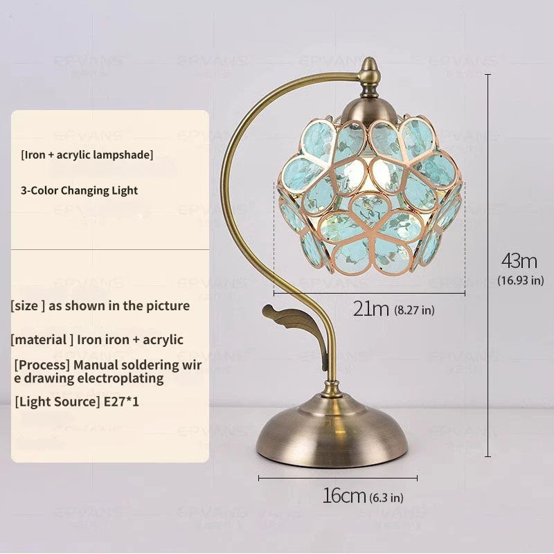 Lampada vintage da comodino a forma di petali