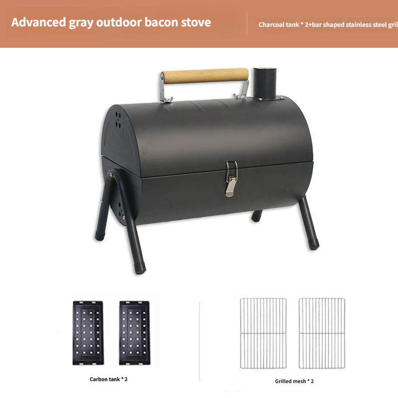 Portable Double‑Sided Charcoal Grill with Chimney