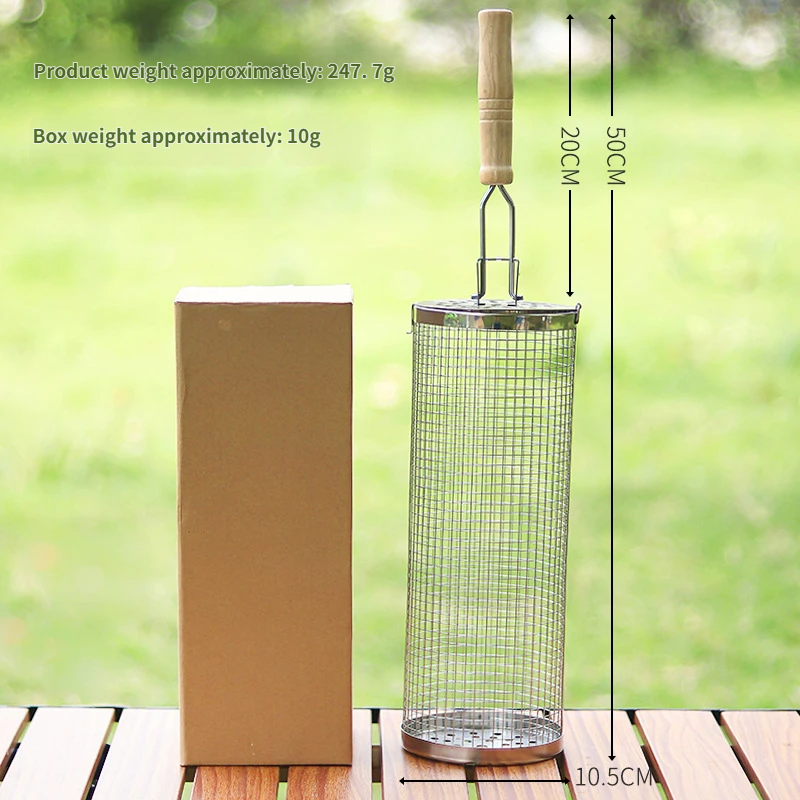Rolling Stainless Steel BBQ Grill Basket