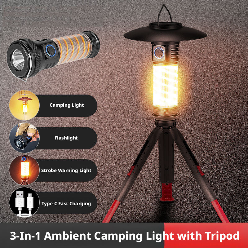 3-in-1 Camping Lantern with Tripod & Flashlight