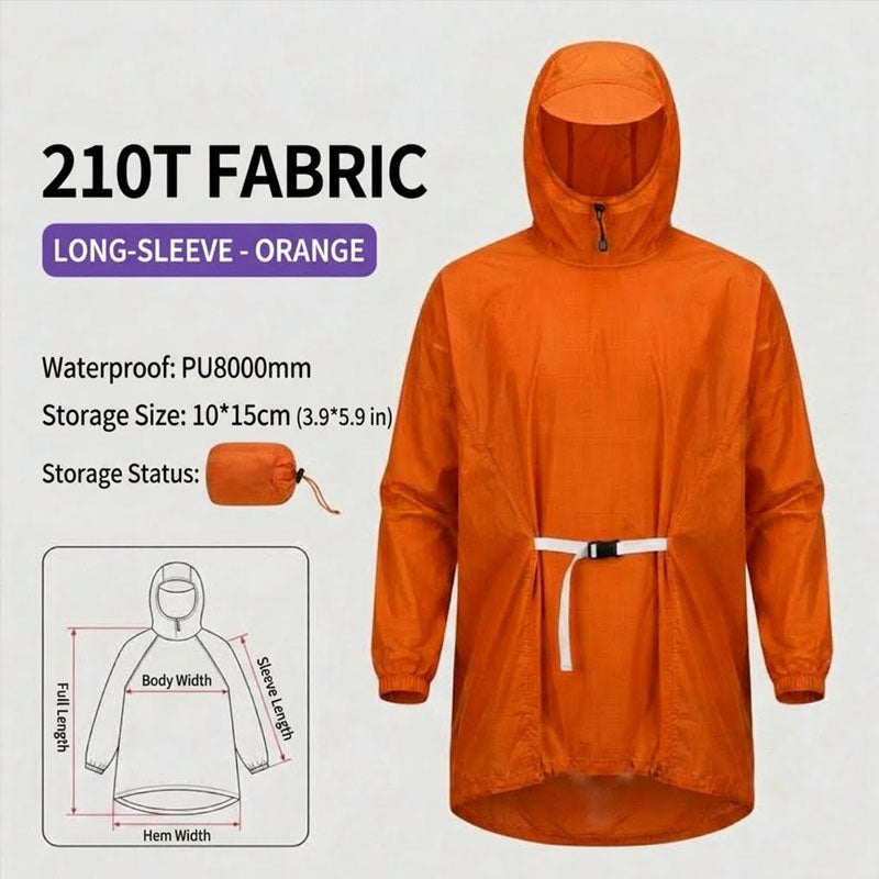 210T Backpack Rain Poncho For Hiking Camping