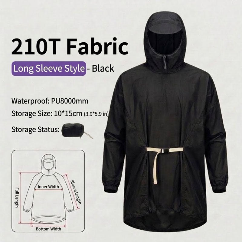 210T Backpack Rain Poncho For Hiking Camping
