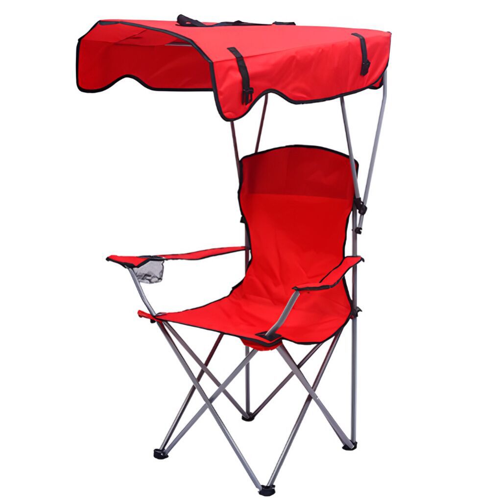 Foldable Camping Chair with Sun Canopy